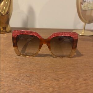 Gucci Red and Gold Glitter Sunglasses